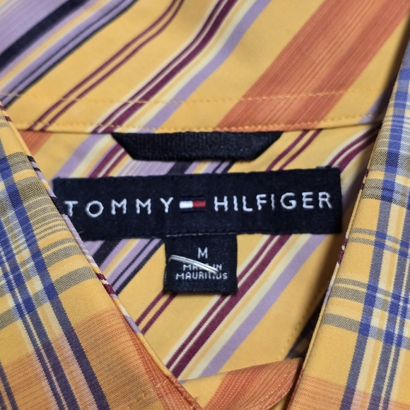 Tommy Hilfiger Cotton Orange Yellow Button Down Long Sleeve Shirt Men's Size M - Picture 9 of 11